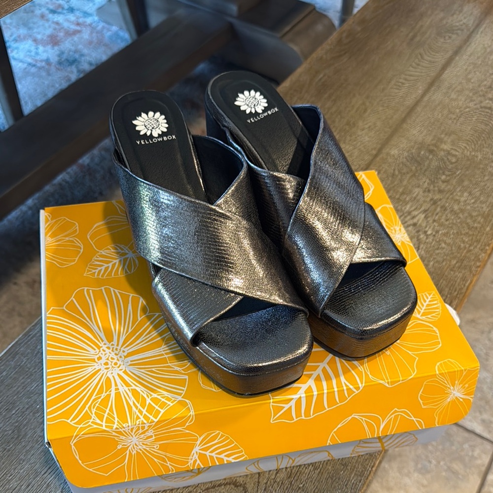 Yellow Box Women's Metallic Slide Sandals Quiet Luxury